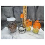 Vintage glasses, jar, cruet