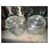 2 glass store style candy jars