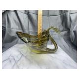 Green blown glass swan