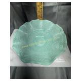 Green ceramic ruffle bowl