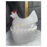 Ceramic hen on nest tureen with ladle