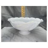 Milk glass grape pattern pedestal bowl