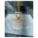 Pink depression tidbit platter