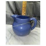 Blue pottery pitcher