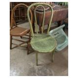Folding chair and painted bentwood chair
