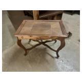Small inlay table with glass butlers tray