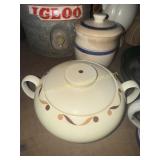 Vintage covered serving Dish and stoneware teapot