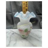 Fenton hand painted ruffle vase