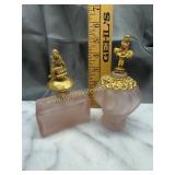 2 pink satin glass perfume bottles