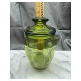Green glass jar with lid