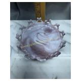 Purple slag glass openlace bowl