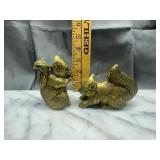 Pair of brass squirrels