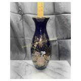 Japan cobalt blue peacock vase