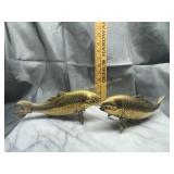 Pair of brass carp koi fish approx 9in long
