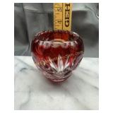 Ruby cut to clear bohemian rose bowl