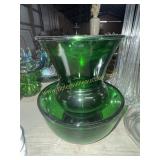 Forest green vase and bowl
