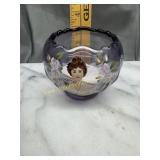 Fenton purple hand painted Coca-Cola rose bowl