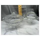 2 lidded candy dishes
