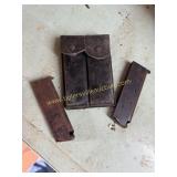 Pair of 1911 magazines and leather belt holder
