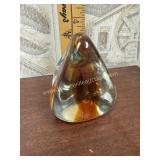 Glass sculpture paperweight amber