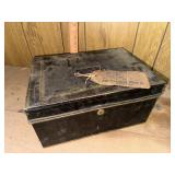 Stencil painted metal box