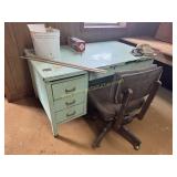 Vintage metal office desk and chair
