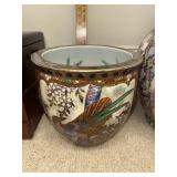 Chinese fish bowl planter jardiniere hand painted