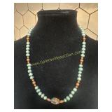 Artisan hand strung necklace polished stone beads