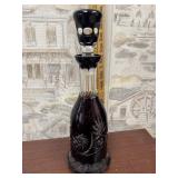 Bohemian amethyst cut to clear crystal decanter