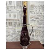 Czech Republic ruby cut to clear decanter with