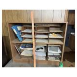 Wooden shelf and contents