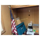 Flag, drafting boards, electronics and misc