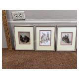 Vintage animal prints in matching frames-