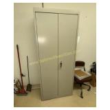 Metal 2 door storage cabinet and office supplies