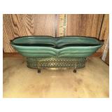 MCM Gilner pottery green planter with metal stand