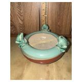 Majolica footed frog planter