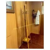 Oak hat rack stand with umbrella drip pan