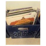 Crate of vinyl record albums