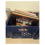 Crate of vinyl record albums
