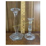 2 crystal candle holders