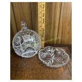2 round cut crystal dishes