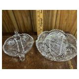 2 round cut crystal bowls