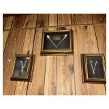 Vintage shadow box wall plaques with miniature