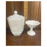 Milk glass candy jar and stand