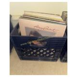 Crate of vinyl record albums