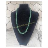 Hand knotted artisan green stone bead necklace