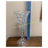 Cut crystal trumpet vase 12in