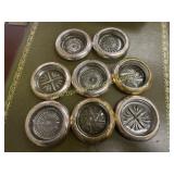 8 vintage coasters- 6 marked sterling silver-