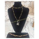 Glass beaded bracelet and lanyard