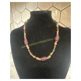 Artisan Semiprecious stone necklace with carved